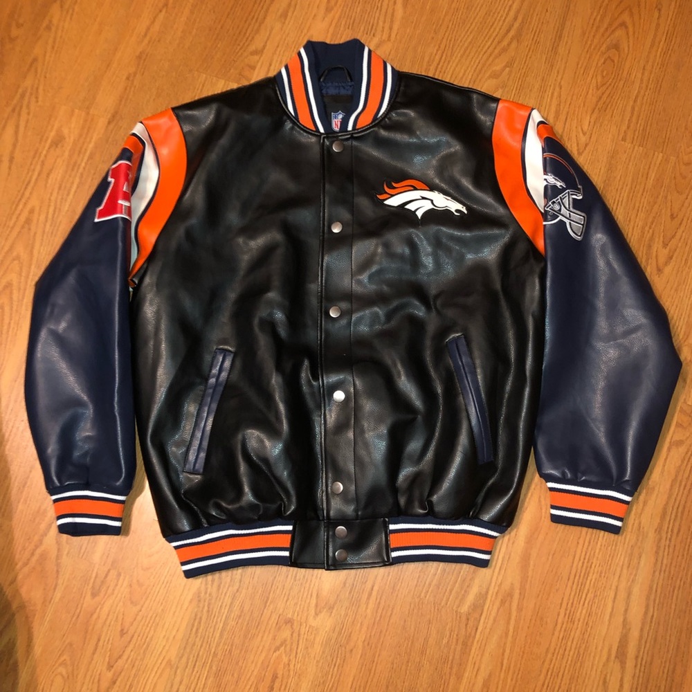 Denver Broncos Faux Leather G-III Button Up Jacket ADULT XL